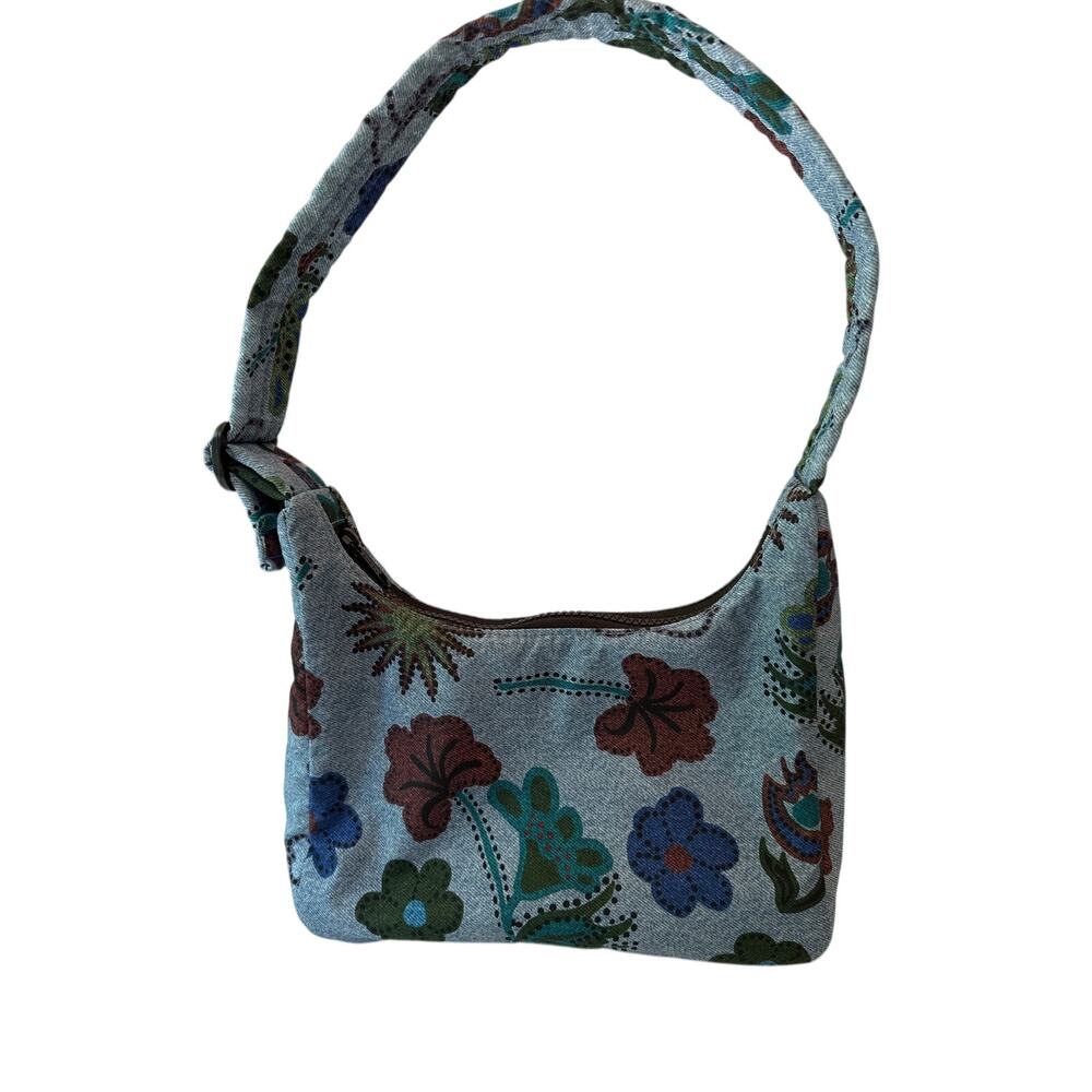 BAGGU Mini Nylon Shoulder Bag Digital Denim Blue Daisy - Rare Retired Print - Picture 3 of 11